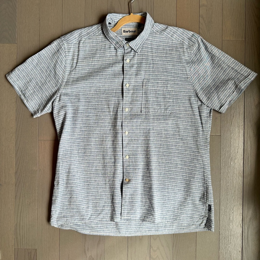 Barbour Blue Striped Casual Button Down Shirt